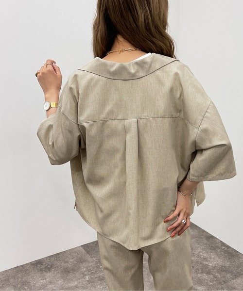 apres jour mignon（アプレジュールミニョン）の「開襟シャツ【SETUP可能】【ZOZOTOWN限定アイテム】（シャツ/ブラウス・レディース・ベージュ/ブラック/カーキ・フリー/X-LARGE）」の7枚目の写真