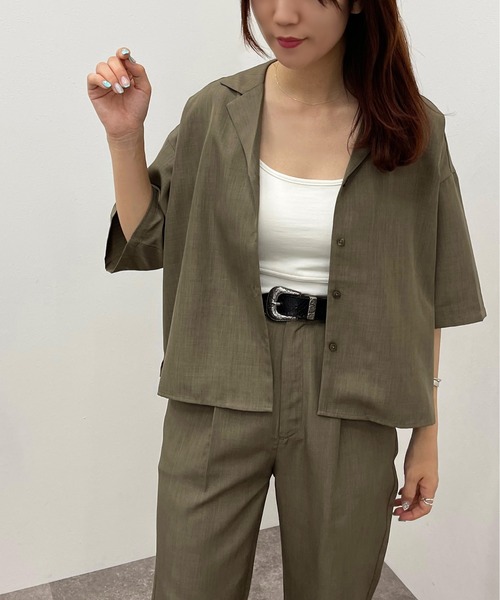 apres jour mignon（アプレジュールミニョン）の「開襟シャツ【SETUP可能】【ZOZOTOWN限定アイテム】（シャツ/ブラウス・レディース・ベージュ/ブラック/カーキ・フリー/X-LARGE）」の5枚目の写真