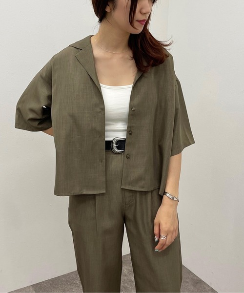 apres jour mignon（アプレジュールミニョン）の「開襟シャツ【SETUP可能】【ZOZOTOWN限定アイテム】（シャツ/ブラウス・レディース・ベージュ/ブラック/カーキ・フリー/X-LARGE）」の15枚目の写真