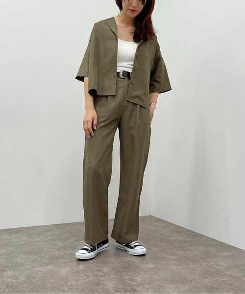 apres jour mignon（アプレジュールミニョン）の「開襟シャツ【SETUP可能】【ZOZOTOWN限定アイテム】（シャツ/ブラウス・レディース・ベージュ/ブラック/カーキ・フリー/X-LARGE）」の8枚目の写真