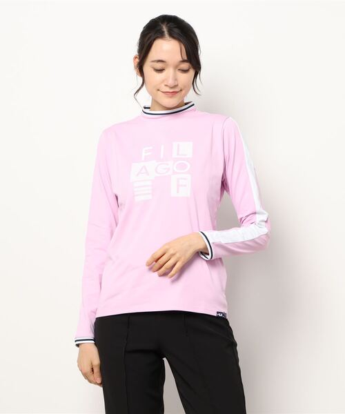 FILA(フィラ)の「【FILA GOLF/フィラゴルフ】フロントロゴ モックネック 袖ライン ストレッチ ロンT/UVカット/保温(Tシャツ/カットソー・レディース・カーキ/イエロー/ホワイト/ライトピンク/ネイビー/オレンジ・M/LL/L)」の5枚目の写真