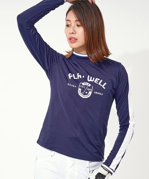 FILA(フィラ)の「【FILA GOLF/フィラゴルフ】フロントロゴ モックネック 袖ライン ストレッチ ロンT/UVカット/保温(Tシャツ/カットソー・レディース・カーキ/イエロー/ホワイト/ライトピンク/ネイビー/オレンジ・M/LL/L)」の18枚目の写真