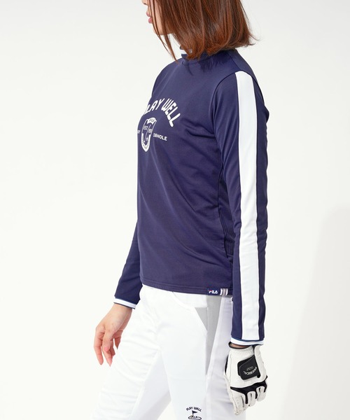 FILA(フィラ)の「【FILA GOLF/フィラゴルフ】フロントロゴ モックネック 袖ライン ストレッチ ロンT/UVカット/保温(Tシャツ/カットソー・レディース・カーキ/イエロー/ホワイト/ライトピンク/ネイビー/オレンジ・M/LL/L)」の16枚目の写真
