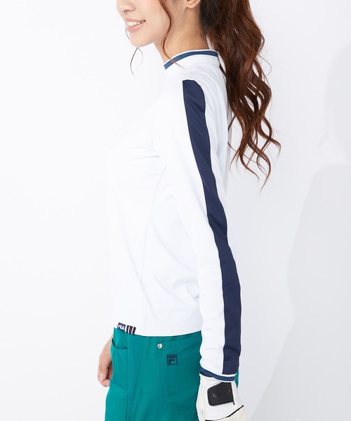FILA(フィラ)の「【FILA GOLF/フィラゴルフ】フロントロゴ モックネック 袖ライン ストレッチ ロンT/UVカット/保温(Tシャツ/カットソー・レディース・カーキ/イエロー/ホワイト/ライトピンク/ネイビー/オレンジ・M/LL/L)」の21枚目の写真