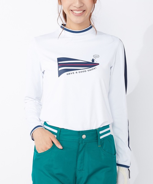 FILA(フィラ)の「【FILA GOLF/フィラゴルフ】フロントロゴ モックネック 袖ライン ストレッチ ロンT/UVカット/保温(Tシャツ/カットソー・レディース・カーキ/イエロー/ホワイト/ライトピンク/ネイビー/オレンジ・M/LL/L)」の15枚目の写真