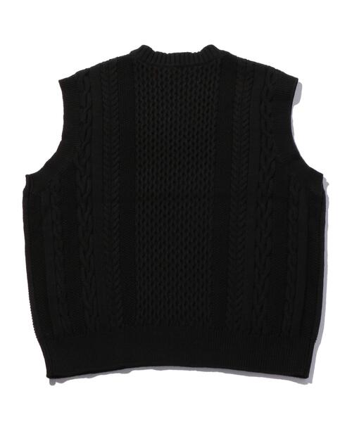 MONKEY TIME（モンキータイム）の「＜monkey time＞ C/AC ALAN CN VEST/ニットベスト（ニット/セーター・メンズ・ブラック/ナチュラル・M/L）」の5枚目の写真