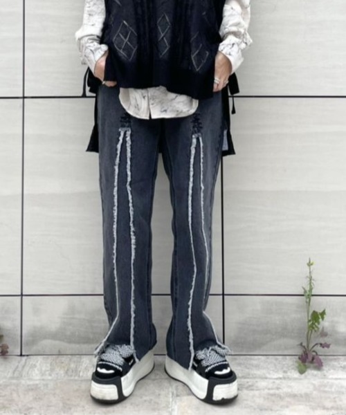 DANKE SCHON(ダンケシェーン)の「DankeSchon/ダンケシェーン/reDNM frontboots(その他パンツ・レディース・ブラック/ブルー・LARGE/MEDIUM)」の1枚目の写真