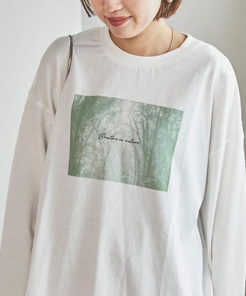 coen（コーエン）の「トラベルフォトプリントロングスリーブTシャツ（Tシャツ/カットソー・レディース・オフホワイト/ブラック/ライトグレー・L/M）」の2枚目の写真