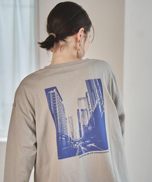 coen（コーエン）の「トラベルフォトプリントロングスリーブTシャツ（Tシャツ/カットソー・レディース・オフホワイト/ブラック/ライトグレー・L/M）」の3枚目の写真