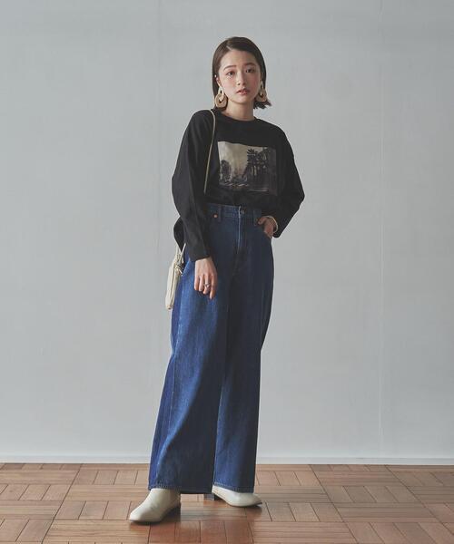 coen（コーエン）の「トラベルフォトプリントロングスリーブTシャツ（Tシャツ/カットソー・レディース・オフホワイト/ブラック/ライトグレー・L/M）」の4枚目の写真