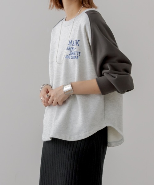 CIAOPANIC TYPY（チャオパニックティピー）の「フリーダムスリーブプリントスウェット（スウェット・レディース・チャコールグレー/グリーン/グレー・ONE SIZE）」の2枚目の写真