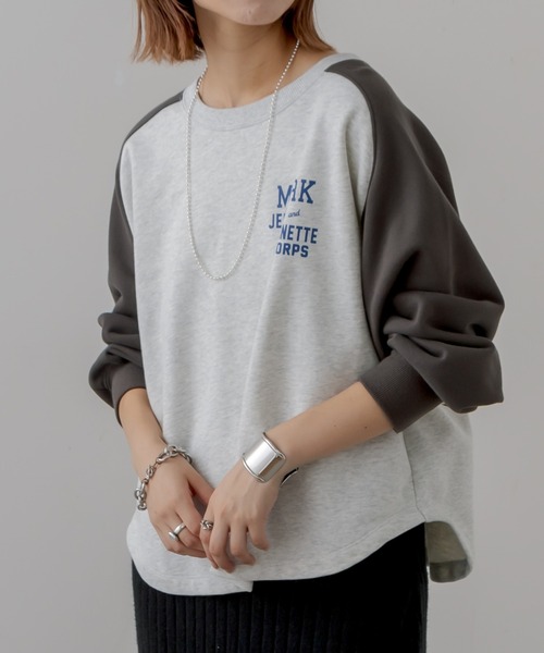 CIAOPANIC TYPY（チャオパニックティピー）の「フリーダムスリーブプリントスウェット（スウェット・レディース・チャコールグレー/グリーン/グレー・ONE SIZE）」の4枚目の写真