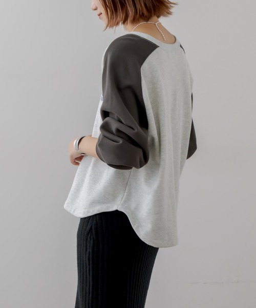 CIAOPANIC TYPY（チャオパニックティピー）の「フリーダムスリーブプリントスウェット（スウェット・レディース・チャコールグレー/グリーン/グレー・ONE SIZE）」の6枚目の写真