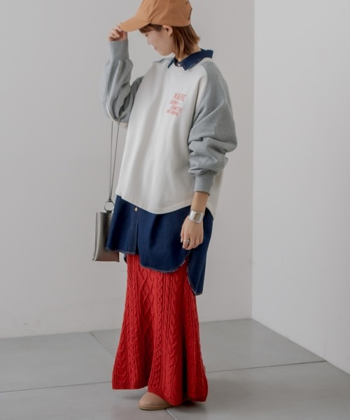 CIAOPANIC TYPY（チャオパニックティピー）の「フリーダムスリーブプリントスウェット（スウェット・レディース・チャコールグレー/グリーン/グレー・ONE SIZE）」の21枚目の写真