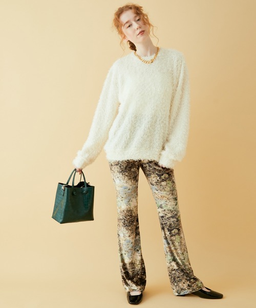 MADEMOISELLE ROPE'(マドモアゼル ロペ)の「【TEAK】ブークレロングスリーブトップス(Tシャツ/カットソー・レディース・ブラック/キナリ・FREE)」の13枚目の写真