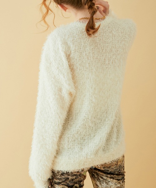 MADEMOISELLE ROPE'(マドモアゼル ロペ)の「【TEAK】ブークレロングスリーブトップス(Tシャツ/カットソー・レディース・ブラック/キナリ・FREE)」の9枚目の写真