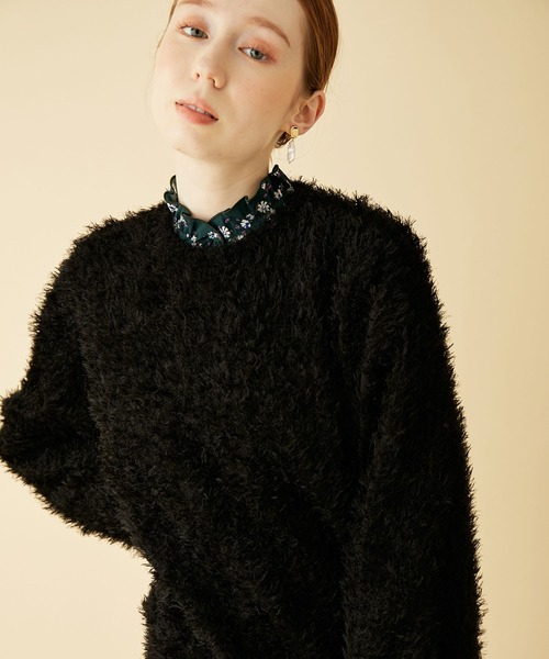 MADEMOISELLE ROPE'(マドモアゼル ロペ)の「【TEAK】ブークレロングスリーブトップス(Tシャツ/カットソー・レディース・ブラック/キナリ・FREE)」の8枚目の写真