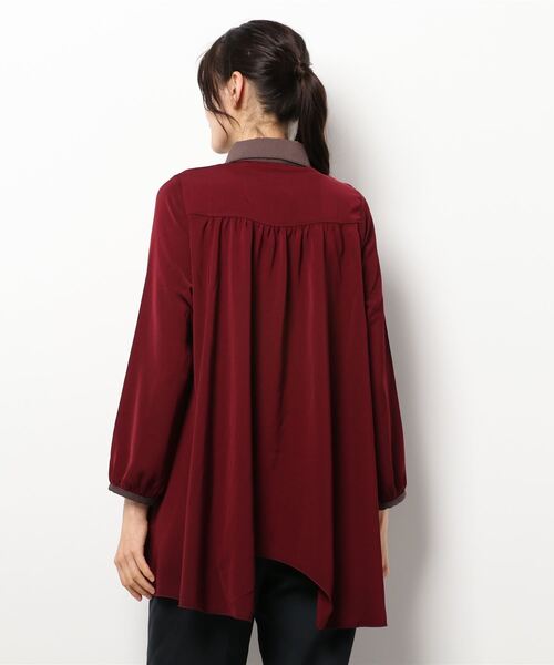 axes femme（アクシーズファム）の「裾刺繍シャツチュニック（チュニック・レディース・ワイン/ブルー/グレー・MEDIUM）」の4枚目の写真