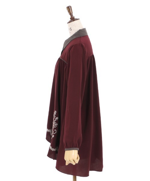 axes femme（アクシーズファム）の「裾刺繍シャツチュニック（チュニック・レディース・ワイン/ブルー/グレー・MEDIUM）」の7枚目の写真