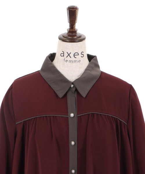 axes femme（アクシーズファム）の「裾刺繍シャツチュニック（チュニック・レディース・ワイン/ブルー/グレー・MEDIUM）」の9枚目の写真