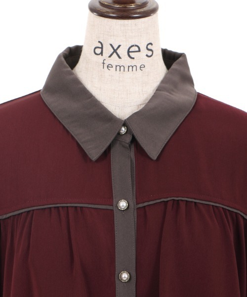 axes femme（アクシーズファム）の「裾刺繍シャツチュニック（チュニック・レディース・ワイン/ブルー/グレー・MEDIUM）」の11枚目の写真