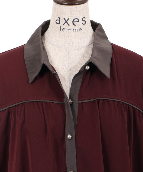 axes femme（アクシーズファム）の「裾刺繍シャツチュニック（チュニック・レディース・ワイン/ブルー/グレー・MEDIUM）」の12枚目の写真
