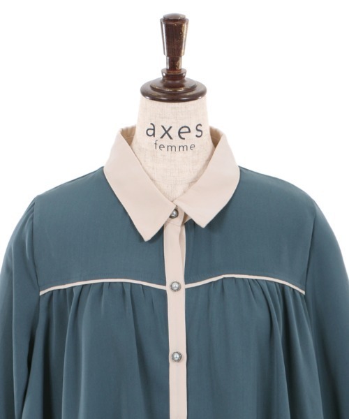 axes femme（アクシーズファム）の「裾刺繍シャツチュニック（チュニック・レディース・ワイン/ブルー/グレー・MEDIUM）」の20枚目の写真
