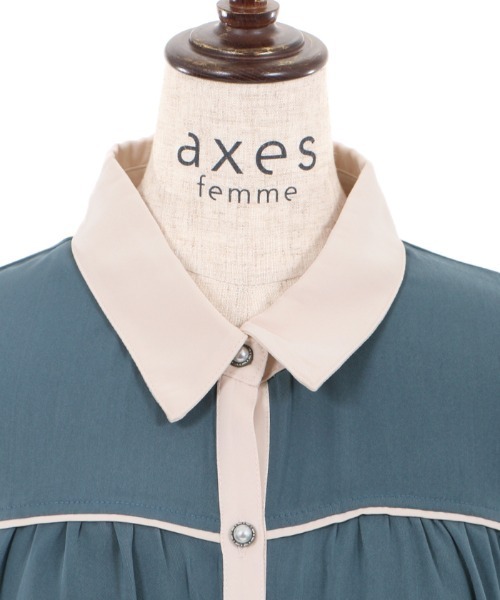 axes femme（アクシーズファム）の「裾刺繍シャツチュニック（チュニック・レディース・ワイン/ブルー/グレー・MEDIUM）」の22枚目の写真