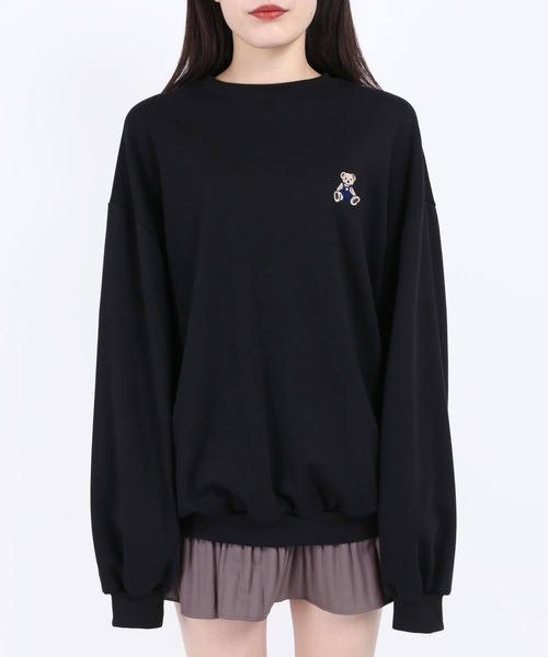 WC（ダブル シー）の「クマ刺繍BIGスウェット（スウェット・レディース・ブラック/アイボリー・FREE）」の5枚目の写真