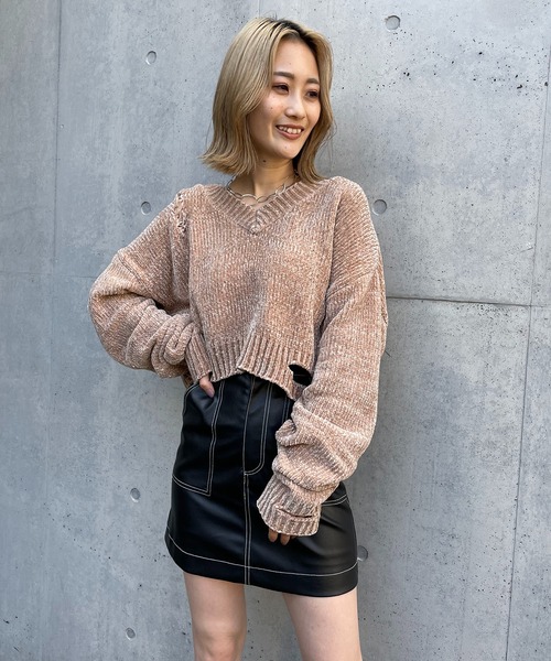 SPIRALGIRL（スパイラルガール）の「合皮ステッチミニスカート（スカート・レディース・ホワイト/ブラック・FREE）」の5枚目の写真