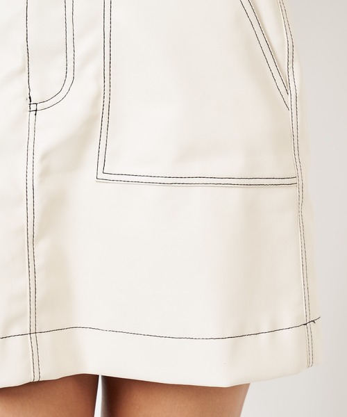 SPIRALGIRL（スパイラルガール）の「合皮ステッチミニスカート（スカート・レディース・ホワイト/ブラック・FREE）」の10枚目の写真