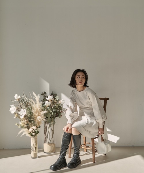 VANNIE U（ヴァニーユー）の「ステッチミニワンピース（ワンピース・レディース・ホワイト/ライトグリーン・FREE）」の8枚目の写真