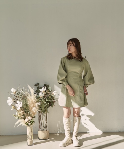 VANNIE U（ヴァニーユー）の「ステッチミニワンピース（ワンピース・レディース・ホワイト/ライトグリーン・FREE）」の16枚目の写真