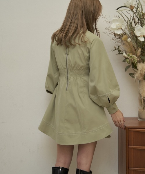 VANNIE U（ヴァニーユー）の「ステッチミニワンピース（ワンピース・レディース・ホワイト/ライトグリーン・FREE）」の7枚目の写真