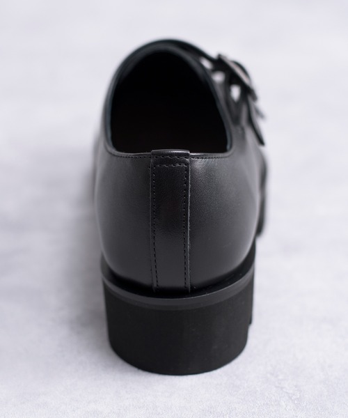 And A（アンドエー）の「PADRONE パドローネ / DOUBLE MONK STRAP with Chunky Sole ダブルモンクストラップシューズ（チャンキーソール） トラックソール / PU8759-2006（ブーツ・メンズ・ブラック・41/42/40）」の6枚目の写真