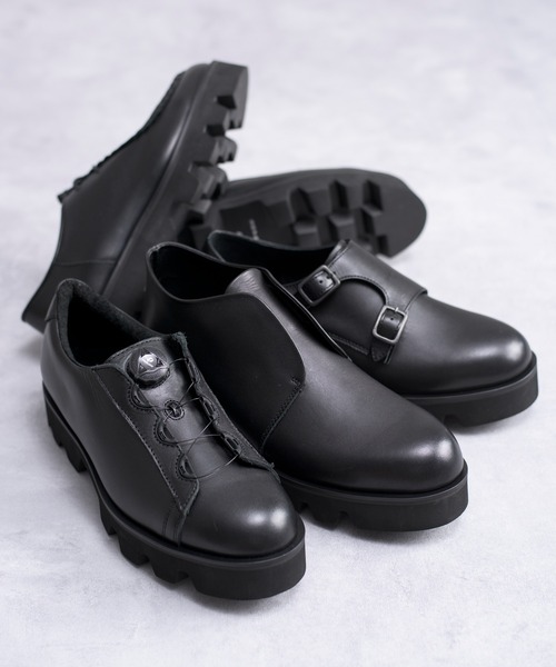 And A（アンドエー）の「PADRONE パドローネ / DOUBLE MONK STRAP with Chunky Sole ダブルモンクストラップシューズ（チャンキーソール） トラックソール / PU8759-2006（ブーツ・メンズ・ブラック・41/42/40）」の7枚目の写真
