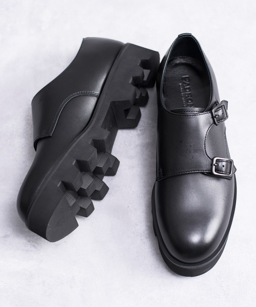 And A（アンドエー）の「PADRONE パドローネ / DOUBLE MONK STRAP with Chunky Sole ダブルモンクストラップシューズ（チャンキーソール） トラックソール / PU8759-2006（ブーツ・メンズ・ブラック・41/42/40）」の22枚目の写真