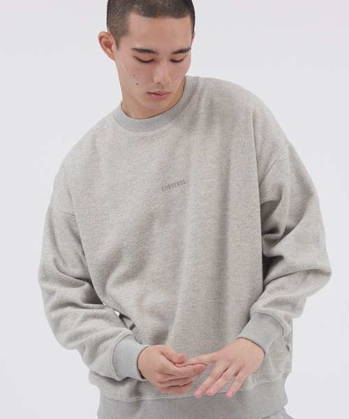 CONVERSE（コンバース）の「CONVERSE/コンバース　オーバーサイズフロントロゴスウェット（スウェット・メンズ・グレー/アイボリー/スミクロ・M/L）」の3枚目の写真