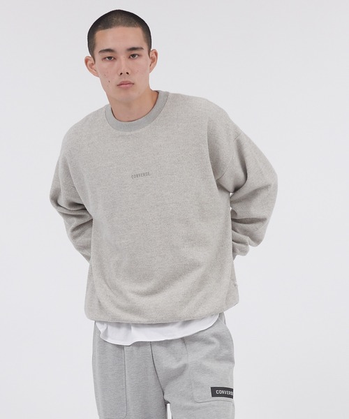 CONVERSE（コンバース）の「CONVERSE/コンバース　オーバーサイズフロントロゴスウェット（スウェット・メンズ・グレー/アイボリー/スミクロ・M/L）」の13枚目の写真