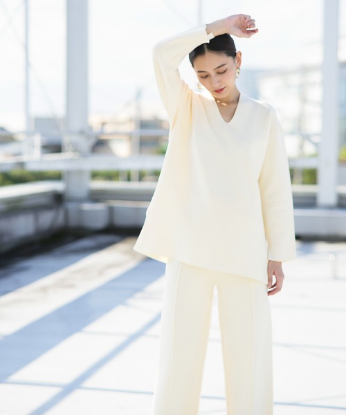 ENNEA（エンネア）の「【2021AW】抗ピリング×モダールヤーン　長袖ニットプルオーバー＆裾スリットニットパンツ2点セットアップ（ニット/セーター・レディース・チャコールグレー/ベージュ/ブラウン/オフホワイト/ライトグリーン・M）」の18枚目の写真