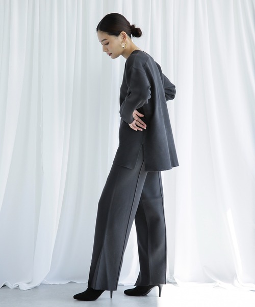 ENNEA（エンネア）の「【2021AW】抗ピリング×モダールヤーン　長袖ニットプルオーバー＆裾スリットニットパンツ2点セットアップ（ニット/セーター・レディース・チャコールグレー/ベージュ/ブラウン/オフホワイト/ライトグリーン・M）」の8枚目の写真