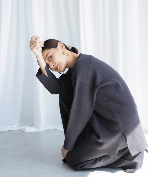 ENNEA（エンネア）の「【2021AW】抗ピリング×モダールヤーン　長袖ニットプルオーバー＆裾スリットニットパンツ2点セットアップ（ニット/セーター・レディース・チャコールグレー/ベージュ/ブラウン/オフホワイト/ライトグリーン・M）」の14枚目の写真