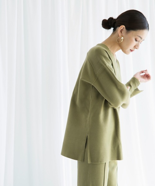 ENNEA（エンネア）の「【2021AW】抗ピリング×モダールヤーン　長袖ニットプルオーバー＆裾スリットニットパンツ2点セットアップ（ニット/セーター・レディース・チャコールグレー/ベージュ/ブラウン/オフホワイト/ライトグリーン・M）」の10枚目の写真