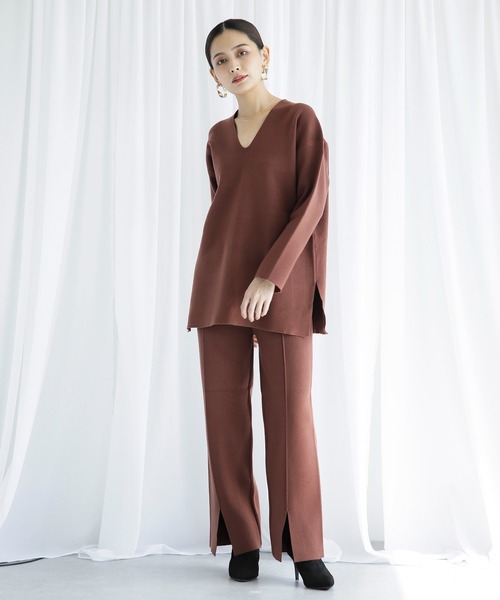 ENNEA（エンネア）の「【2021AW】抗ピリング×モダールヤーン　長袖ニットプルオーバー＆裾スリットニットパンツ2点セットアップ（ニット/セーター・レディース・チャコールグレー/ベージュ/ブラウン/オフホワイト/ライトグリーン・M）」の16枚目の写真