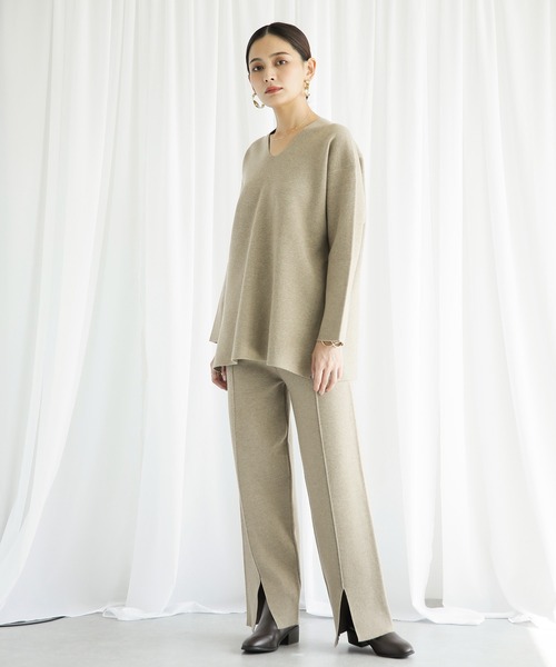 ENNEA（エンネア）の「【2021AW】抗ピリング×モダールヤーン　長袖ニットプルオーバー＆裾スリットニットパンツ2点セットアップ（ニット/セーター・レディース・チャコールグレー/ベージュ/ブラウン/オフホワイト/ライトグリーン・M）」の17枚目の写真