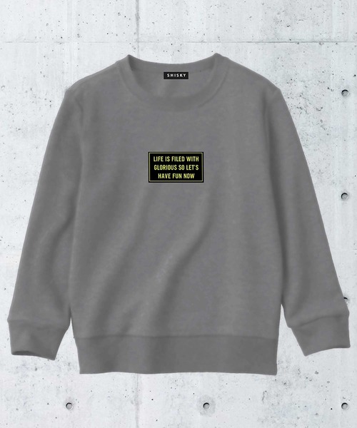 THE CASUAL(カジュアル)の「裏起毛クルーネックプリントトレーナー キッズ(スウェット・キッズ・オフホワイト/モカ/グレー系/ベージュ/ブラック系/ブラック/ネイビー/チャコール/杢グレー/ミント・100cm/120cm/150cm/130cm/110cm/160cm/140cm)」の6枚目の写真