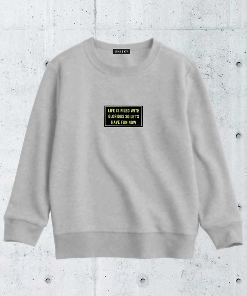 THE CASUAL(カジュアル)の「裏起毛クルーネックプリントトレーナー キッズ(スウェット・キッズ・オフホワイト/モカ/グレー系/ベージュ/ブラック系/ブラック/ネイビー/チャコール/杢グレー/ミント・100cm/120cm/150cm/130cm/110cm/160cm/140cm)」の4枚目の写真