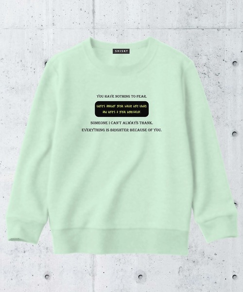 THE CASUAL(カジュアル)の「裏起毛クルーネックプリントトレーナー キッズ(スウェット・キッズ・オフホワイト/モカ/グレー系/ベージュ/ブラック系/ブラック/ネイビー/チャコール/杢グレー/ミント・100cm/120cm/150cm/130cm/110cm/160cm/140cm)」の9枚目の写真