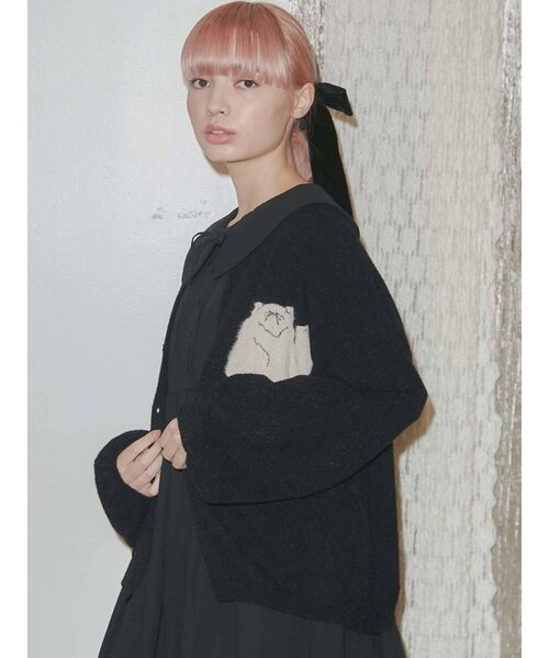 merry jenny（メリージェニー）の「cat&cat カーディガン（カーディガン/ボレロ・レディース・ブラック/オフホワイト・FREE）」の3枚目の写真