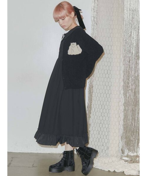 merry jenny（メリージェニー）の「cat&cat カーディガン（カーディガン/ボレロ・レディース・ブラック/オフホワイト・FREE）」の5枚目の写真